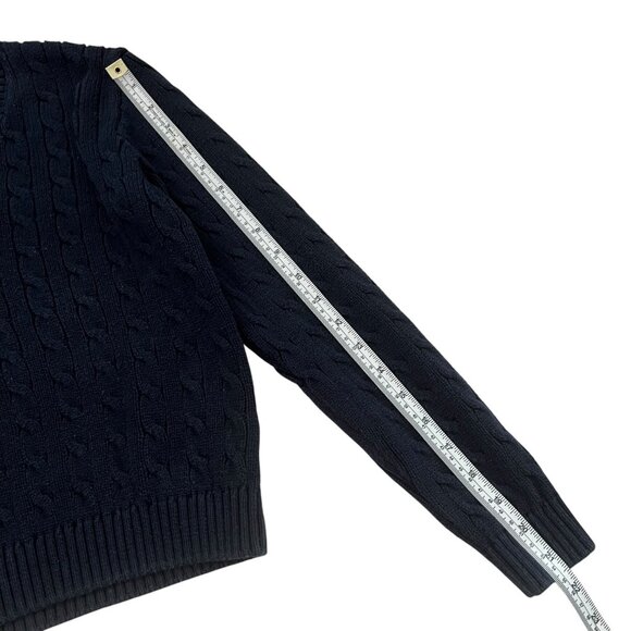 Brandy Melville Cable Knit Vneck Sweater Navy One Size Preppy Fisherman Academia - Picture 8 of 8